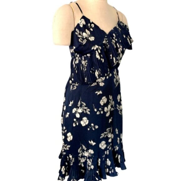 Lucy Paris Floral Asymmetric Ruffle Sleeve Sun Dress L Spaghetti Strap #1C - Picture 2 of 9